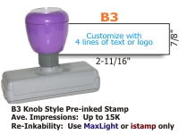 PI-MLB3 - B3 Knob Style Preink Stamp