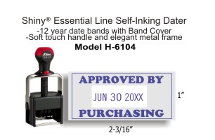 Shiny Essential Line Heavy Duty Selfinking Dater Model H-6104 with 1in. X 2-3/16in. Die Plate
