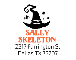 Shop for affordable office supplies at Fred Lake. Browse our catalog and purchase your 2-Color Witches Hat Designer Address Stamp here.