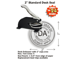 Our latest Shiny DESK Style Embossing seal allows for an impression reach up to 1-3/4in. Customize your desk style embossing seal at fredlake.com!