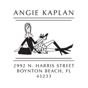 Designer Address Stamp with laid back lady. Perfect gift for someone that lives life with flair!