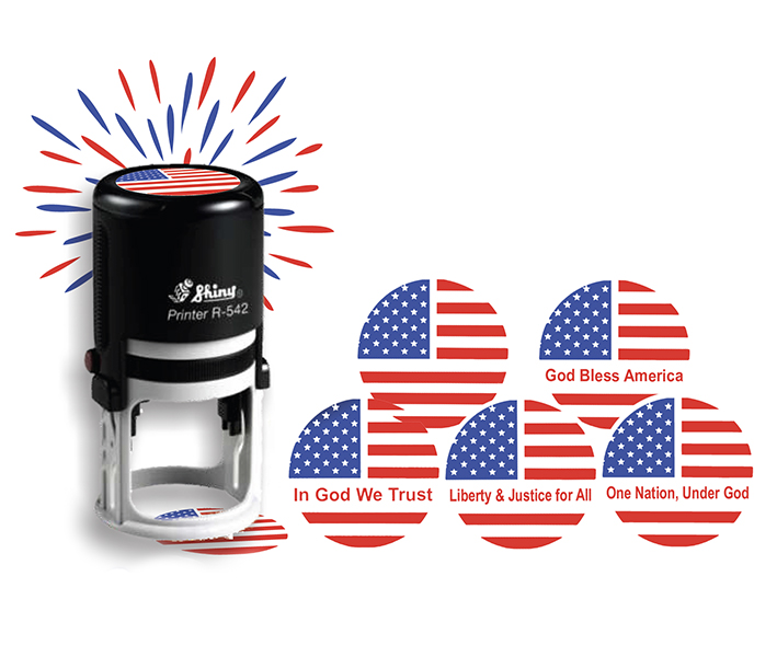 Stamp your patriotism with our Two-Color Round Selfinking Flag Stamp. Order yours now from Fred Lake!