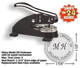Shop for affordable office supplies at Fred Lake. Browse our catalog and purchase your ED Personal Line Round Desk Embossing Seal here.