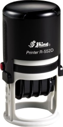 Shiny Model R-552D Printer Line self-inking dater with 2in. diameter text plate.  11 year date band.