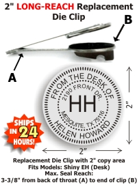 Looking for embossers, stamps, seals, and more? Browse the Fred Lake catalog, and purchase a Long-Reach Round Embosser Die Clip, 2 in. here.