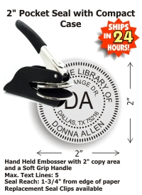 With our embossers, stamps, and more, count on Fred Lake to make a lasting impression. View our 2in. Standard Pocket Seal here.