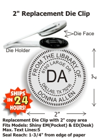 From rubber stamps to desk embossers, Fred Lake has the supplies you need. Purchase our Round Embosser Die Clip, 2 in. right here.