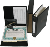 Complete corporate kit comes in a traditional black padded leather-look finish binder with gold lettering. Customize yours with engraved pocket seals & more!