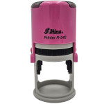 Shiny® Model R542 ROUND Selfinking stamp with an impression size of 1-5/8in. Diameter (42mm). Attractive pink casing.