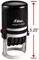 Shiny Model R-552D Printer Line self-inking dater with 2in. diameter text plate.  11 year date band.