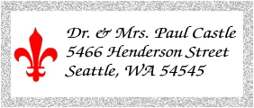 At Fred Lake, we have a Fleur-de-Lis Address Stamp that can be customized with different colors. Shop today!