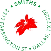 Infuse your holiday greetings with the charm of our Two-Color Poinsettia Address Stamp (S13). Order from Fred Lake today!