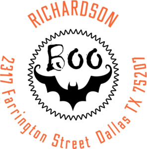 Fred Lake connects people with stamps, embossers, and other desk products. Purchase your 2-Color Boo Bat At Fred Lake, we offer custom stamp options, so you can make the colors match your personality or brand. Order today!
Designer Address Stamp here.