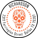 Make a statement with our 2-Color Skull Designer Address Stamp. Shop at Fred Lake to customize your envelopes with this edgy motif.