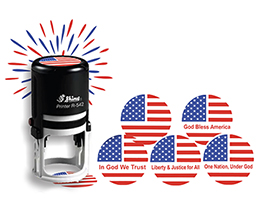 Stamp your patriotism with our Two-Color Round Selfinking Flag Stamp. Order yours now from Fred Lake!