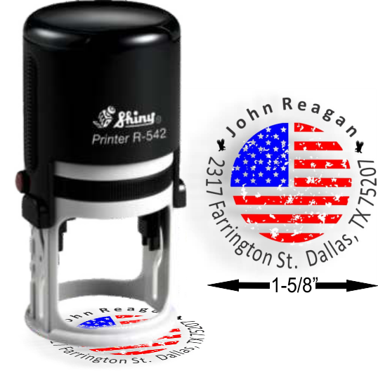 3-Color Patriot Designer Address Stamp - Custom Ink Stamps