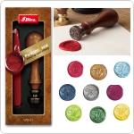 Sealing wax kit from Shiny. Includes wood handled engraved stamp, choice of 1 monogram letter (A - Z) seal and 1 stick red Waterstons sealing wax.