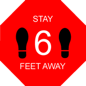 Covid 19 Safety Red Floor Decal for Social Distancing; CN-27043 10" Stop Sign Octagon; Stay 6 Feet Away text